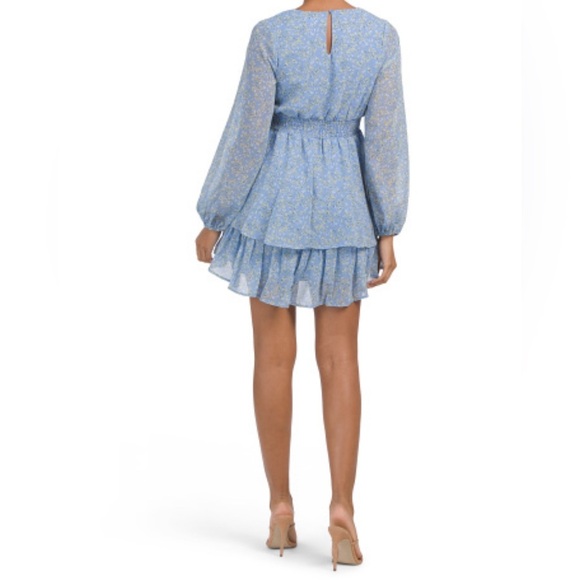 Japna Long Sleeve Smocked Waist Mini Dress size XS - Picture 2 of 6